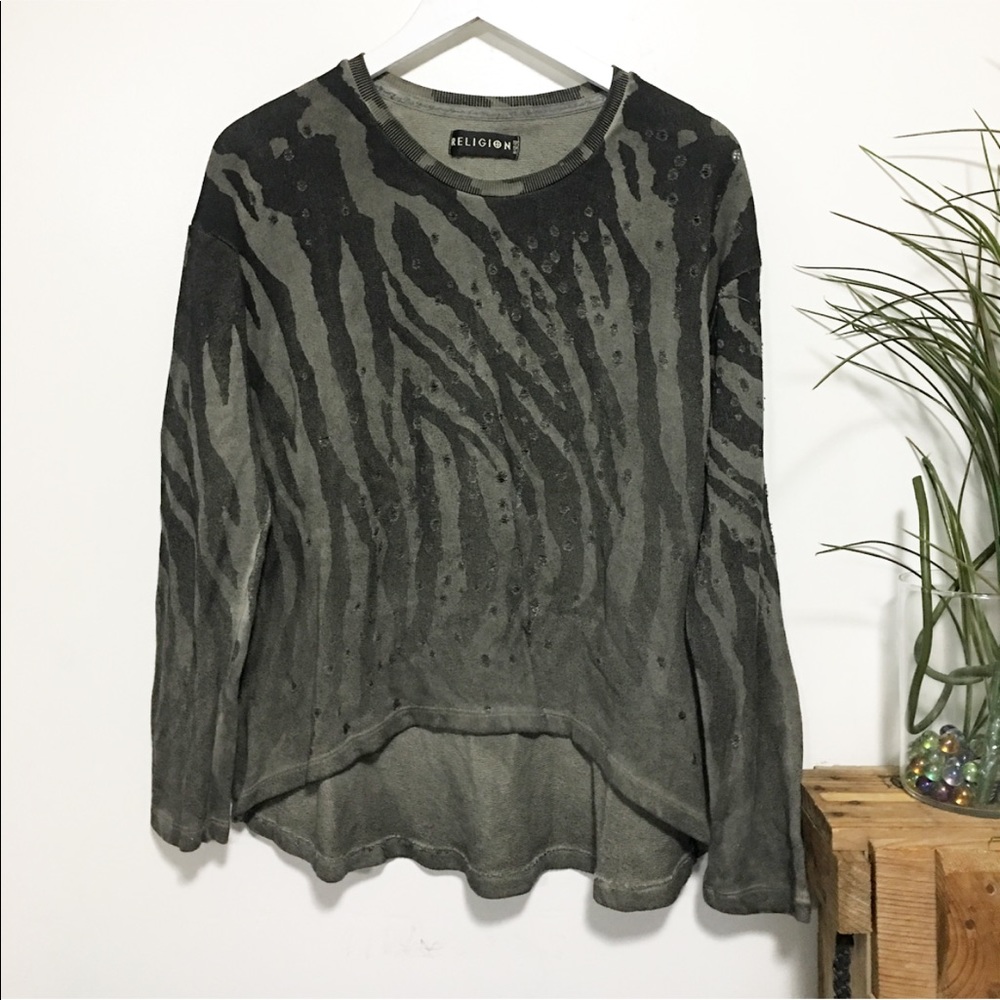 religion destroy zebra print sweatshirt
